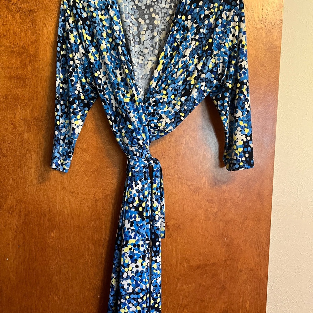 Blue Polka Dot Wrap Dress - Women